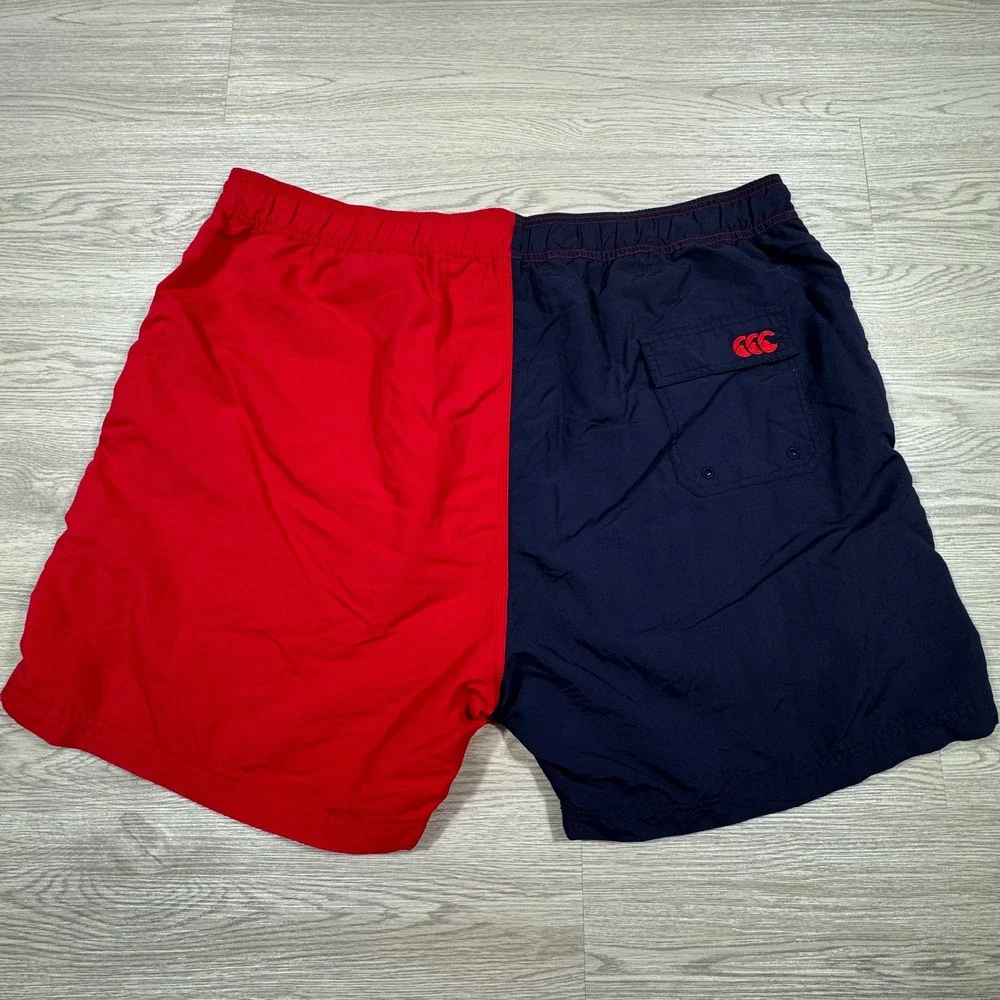 Canterbury Men's Swim Shorts Color Block Navy Red 2XL Mesh Lined Drawstring Logo